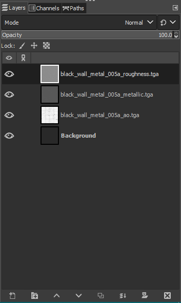 Metalness, Roughness, and AO maps in separate layers